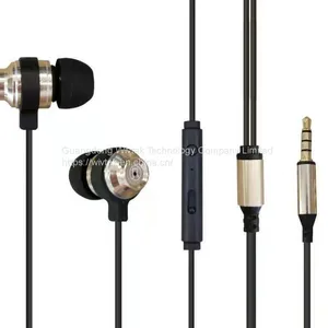Metallic Earphone With 3.5mm Plug and Volume Switch Mic for Audio and Mobile Phone Accessories thumbnail-1