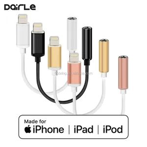 White Original 2in 1 Diy Earphone Cable 3.5mm to Lightening Adapter for Jack Adapter Iphone thumbnail-2
