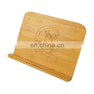 Bamboo Wood Modern Office Cooking Storage Bookstand Book Holder thumbnail-1