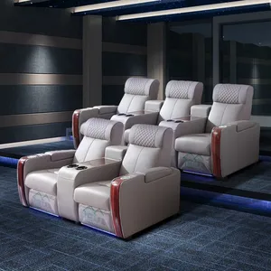 Private Villa Audio-visual Room Leather Electric Sofa Home Theater Electric Multi-functional Sofa Combination thumbnail-4