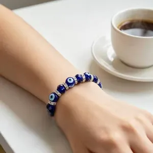 Shiny Blue Eye Crystal Inlaid Rhinestone Bracelet, Daily & Party Wear Accessory thumbnail-2
