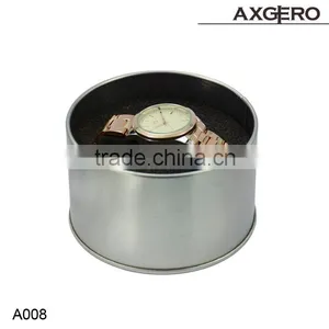 New Style Round Tin Metal Watch Box With Clear PVC Windows thumbnail-1