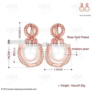 Hot Selling New Design Pave Setting 18K Gold Plated Fashion Drop Pearl Earring thumbnail-4