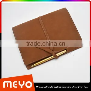 Vintage Leather Cover Notebook and Golden Twist Ball Pen Gift Set With Logo thumbnail-4