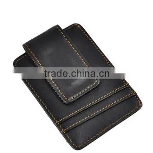 Mens Genuine Leather Cowhide Magnet Money Clip Credit Case Case Holder Slim Wallet thumbnail-2