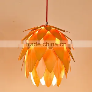 Wooden LED Pendant Light JK-8005B-29 2016 New Design Artichoke Wooden Bamboo Pendant Lighting thumbnail-5