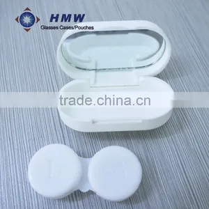White Plastic Compact Contact Lens Case With Dual Box and Mirror for Eyewear thumbnail-5