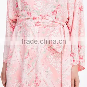 Wholesale Sexy Long Elengant Women 100% Viscose Digital Printing Woven Rayon Sleep Kimono Robes thumbnail-3