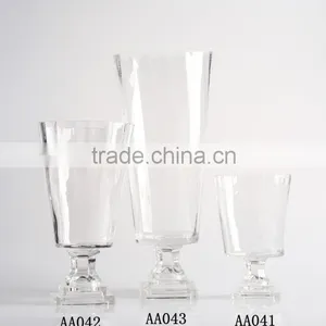 Handblown Footed Clear Vase Crystal Craft thumbnail-1
