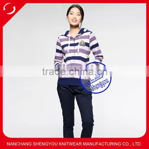 China High Quality Custom Women Yarn Dyed Hoodies Sweatshirts thumbnail-1