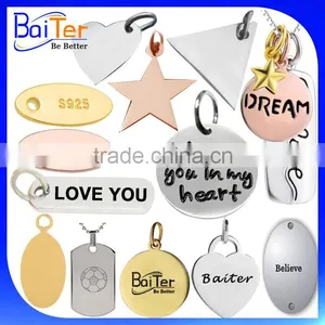 Custom Made Silver Round Circle Stamped Jewelry Charm Tag With Printed Logo Steel Oval Engraved Metal Jewelry Tag For Bracelet Quality Choice thumbnail-1