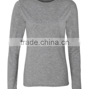 Ladies Basic Long Sleeve Plain T-Shirts thumbnail-1