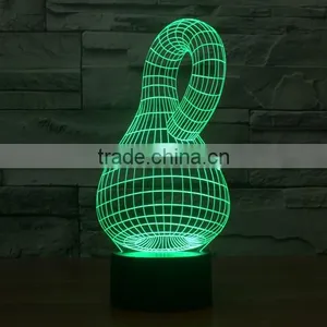 Calabash Shape 3d Optical Illusion Acrylic Led Night Light Lamp Touch Control + Battery Operated Christmas Led Lights thumbnail-2