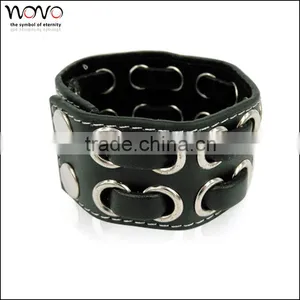 Personalized Leather Wrap Bracelets Stainless Steel Cheap Leather Bracelets Mens Bracelets thumbnail-4