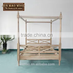 Bed Room Furniture Design Antique Wooden Bed With Mosquito Net thumbnail-1