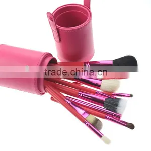 Pink Cosmetic Makeup Brushes Set Make up Tool With Leather Cup Holder thumbnail-2