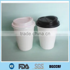 Single Wall White Plain Paper Cup With Black Cover Lids thumbnail-2