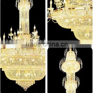 2016 Hotel Lobby Gold Chandelier Lamp Big Modern Crystal Chandeliers for High Ceiling thumbnail-3