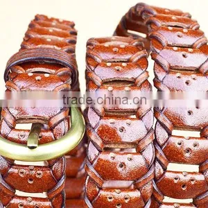 Ladies Skinny Braided Genuine Leather Belt thumbnail-5