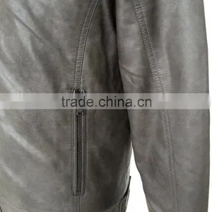 New Washed PU Jacket Fashion Men Leather Jacket thumbnail-6