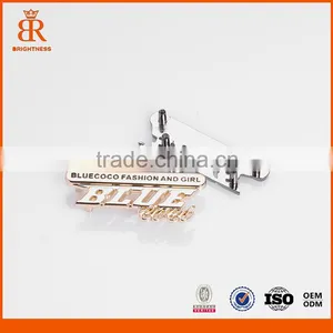 Metal Logo Beads Metal Clothing Logos Antique Brass Metal Logo Tag Quality Choice thumbnail-1