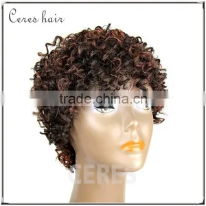 100% Human Hair Short Spring Curl Lace Front Wig Mixed Flaxen Color Brazilian Human Hair Wig at Factory Wholesale Price thumbnail-5