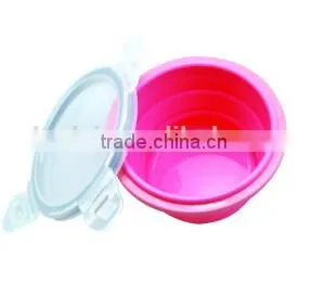 Round Non-stick Silicone Food Storage Container/unfolding Silicone Container thumbnail-1