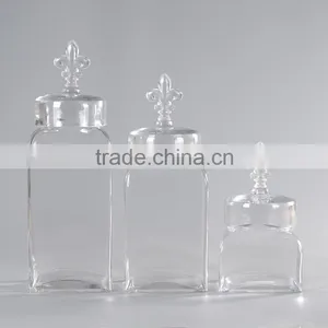 2014 Hot Selling Clear Square Glass Jam Jar With Flower-de-luce thumbnail-5