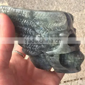 Natural Labradorite Skull Crystal Stone Angel Wings Ornaments thumbnail-1