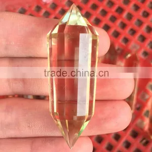 Natural Crystal Citrine Polyhedral Pillars With Small Facets Double Points thumbnail-1
