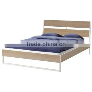 Metal Material and Commercial Furniture General Use Hotel Strong Wood Single Bed Strong Bed Frames thumbnail-1