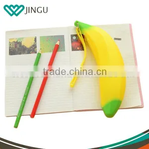 Cute Banana Shape Silicone Pencil Bag Long Style Pen Bag thumbnail-4