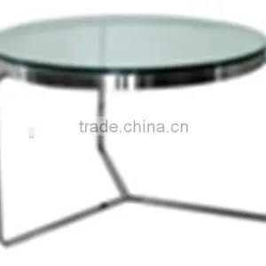Glass Top Metal Legs Round Coffee Table thumbnail-2
