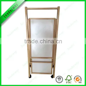 2 Tiers Storage Pine Wood Hotel Trolley Room Service Cart thumbnail-4