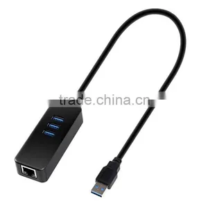 High-speed Usb3.0 4 Por Hub, 3 Port Usb 3.0 Hub From With 1 Rj45 Gigabit Ethernet LAN Wired Network Adapter thumbnail-2