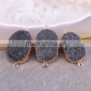 Square Shape Black / Purple Quartz Druzy Stone Beads, Square Shape Drusy Gem Stone Beads, Druzy Beads For Jewelry Making thumbnail-1
