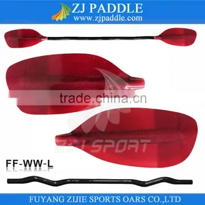 Transparent Red Fiberglass Blade Whitewater Rafting Paddle thumbnail-1