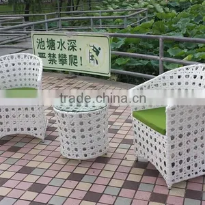 Big Hole Special White Rattan Wicker Garden Chairs and Table thumbnail-4
