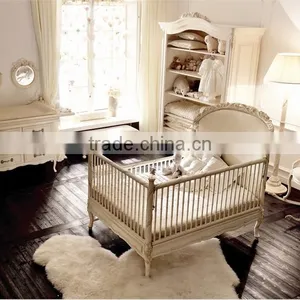 Victoria Style Carved Wooden Uphostered Bed, Ornate Design Children Bedroom Furniture Set, Child/Kid's Bed Set thumbnail-4