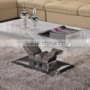 Hot Sell Marble Siver Stainless Steel Coffee Table thumbnail-3