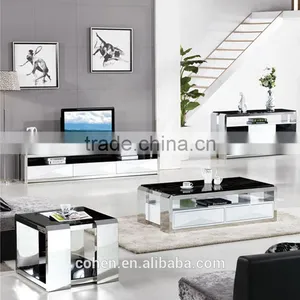 Hot Sale Stainless Steel Base Living Room Furniture Marble Top Coffee Table thumbnail-1