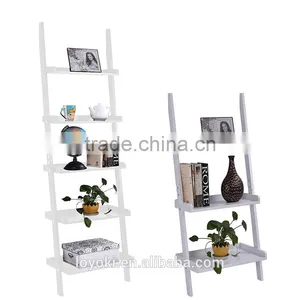3&5 Tier Wooden Wall Rack Leaning Ladder Shelf Unit Bookcase Display thumbnail-3