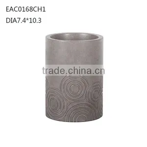 Grey Pattern Cement Pen Holder Concrete Storage Holder Pen Jar for Office Accessories thumbnail-1