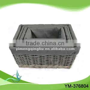 Handmade Fabrc Lined Wicker Cube Storage Basket thumbnail-1