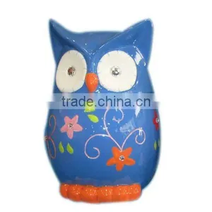 Ceramic Owl Cookie Jar ,blue thumbnail-1