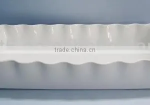 Stoneware Rectangle Scalloped Edges Shaped Baking Bread Loaf Pan thumbnail-1