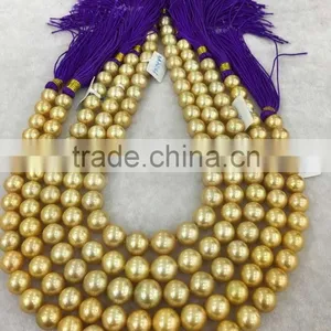 Wholesale 12-14mm Natural Gold Round South Sea Pearl Strands thumbnail-1