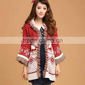 Ladies Fashion Christmas Knit Sweater Cardigan thumbnail-1