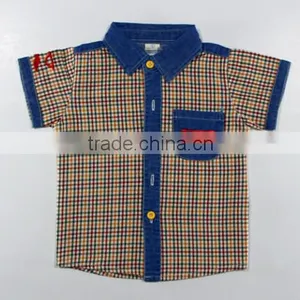 2016 New Design Boy's Short Shirt /100% Cotton Paid Shirt/embroidered thumbnail-1