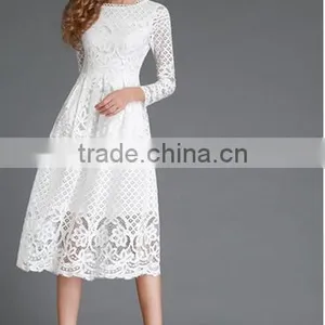 2016 Spring Women Lace Hollow Out Long Dresses Bohemian Femme Sexy Slim Party Dress Vestido thumbnail-1